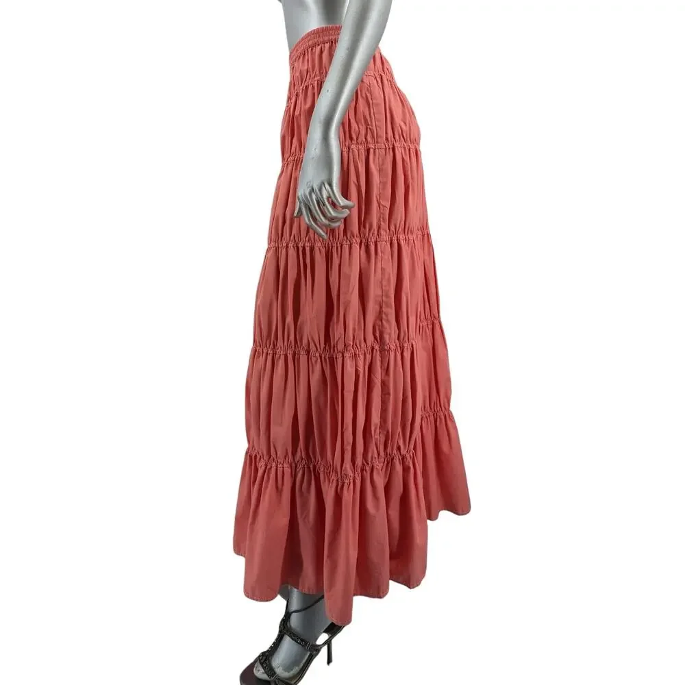SALE! Vintage SPIEGEL Tiered Gypsy Hippie MAXI SKIRT Salmon Orange Med to XLarge
